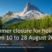 Summer closure for holidays from 10 to 28